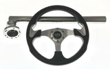 Club Car Precedent Black and Silver Steering Wheel/Hub Adapter/Chrome Cover Kit