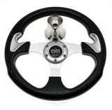 EZ-GO RXV and TXT Black and Silver Steering Wheel with Hub Adapter