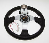 Club Car Precedent Steering Wheel with Hub Adapter - Black and Silver 2004+
