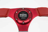 Club Car DS Steering Wheel with Hub Adapter - Red and Silver - 1985 to Current