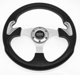 Black and Silver Club Car Precedent Steering Wheel with Hub Adapter