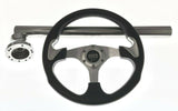 Yamaha Drive/G16-G22 Black/Silver Steering Wheel/Hub Adapter/Chrome Cover Kit