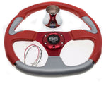 Club Car DS Steering Wheel with Hub Adapter - Red and Silver - 1985 to Current