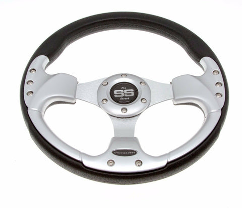 Golf Cart Steering Wheel 6 Hole Pattern - Black / Silver