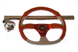 Club Car DS Red Steering Wheel/Hub Adapter/Chrome Cover Kit 1985 to Current