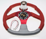 Club Car DS Steering Wheel with Hub Adapter - Red and Silver - 1985 to Current