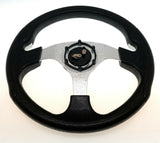 Club Car DS Steering Wheel with Hub Adapter - Black and Silver - 1985 to Current