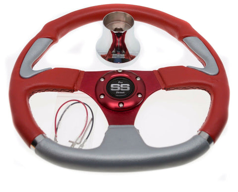 Yamaha Drive(G29) and G16-G22 Golf Cart Red/Silver Steering Wheel & Hub Adapter