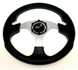 Golf Cart Steering Wheel 6 Hole Pattern - Black & Silver