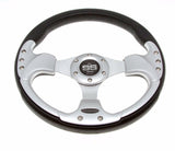 Yamaha Drive/G16-G22 Black & Silver Steering Wheel/Hub Adapter/Chrome Cover Kit